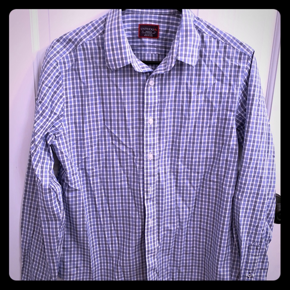 Men’s  plaid Untuckit Dress shirt sz medium